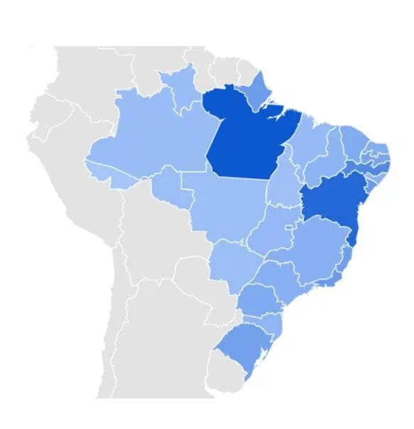 volume of searches related to jogo do bicho by state